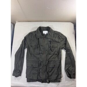 Bar III Women Green Utility Jacket Drawstring Cargo Pockets Full Zip‎ Size M